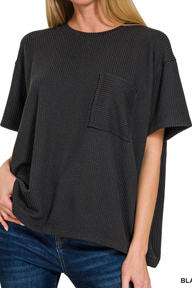 Moxy Favorite Ribbed Pocket Tee- 5 colors!
