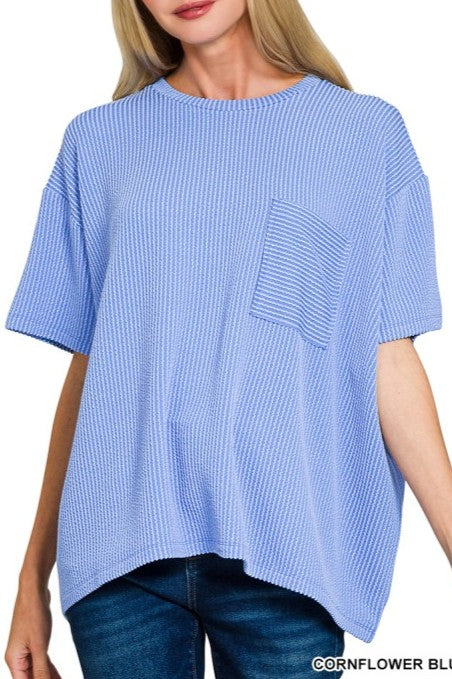 Moxy Favorite Ribbed Pocket Tee- 5 colors!
