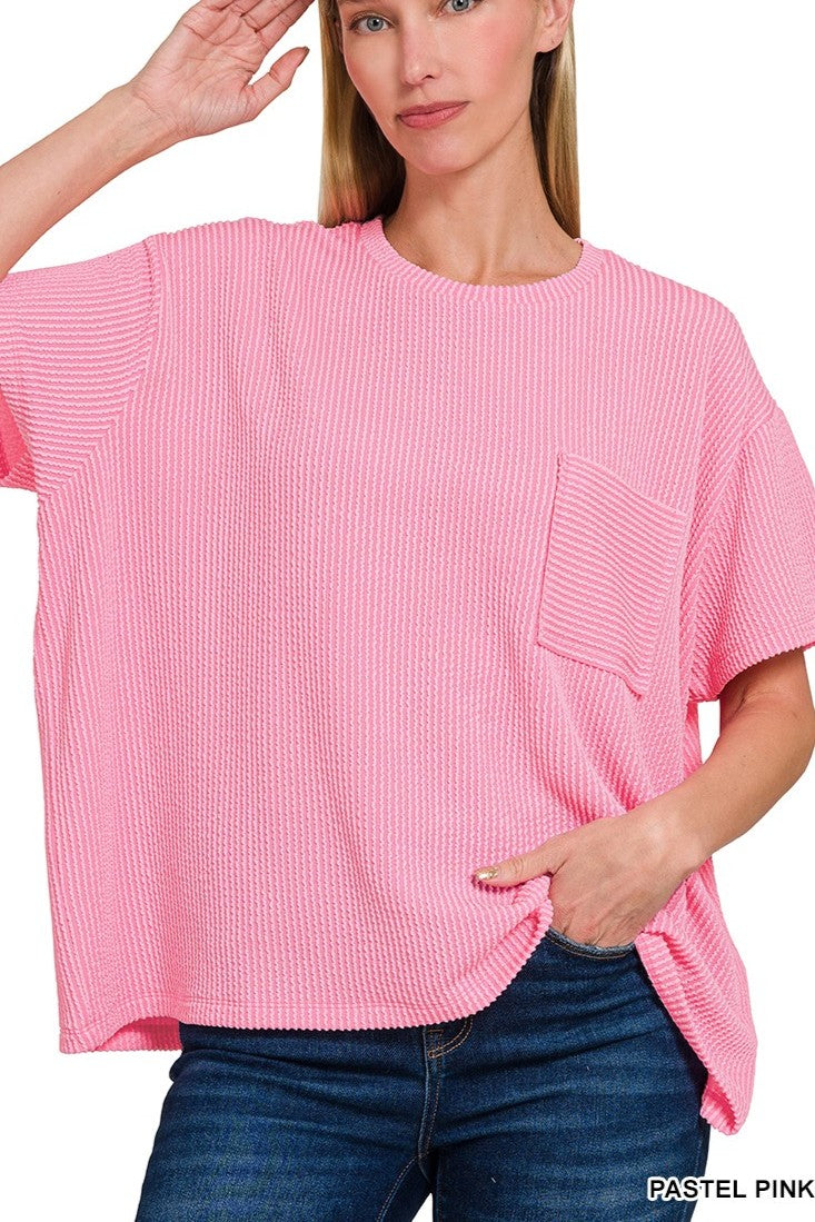 Moxy Favorite Ribbed Pocket Tee- 5 colors!