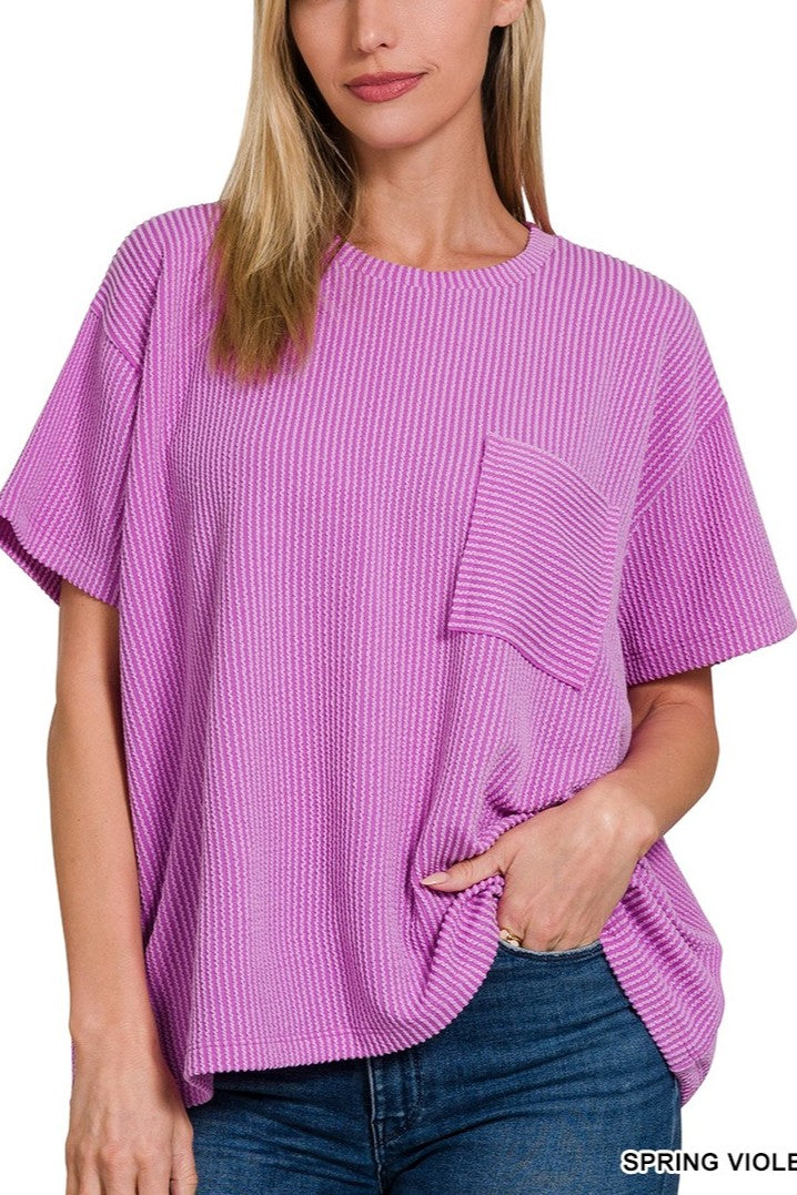 Moxy Favorite Ribbed Pocket Tee- 5 colors!