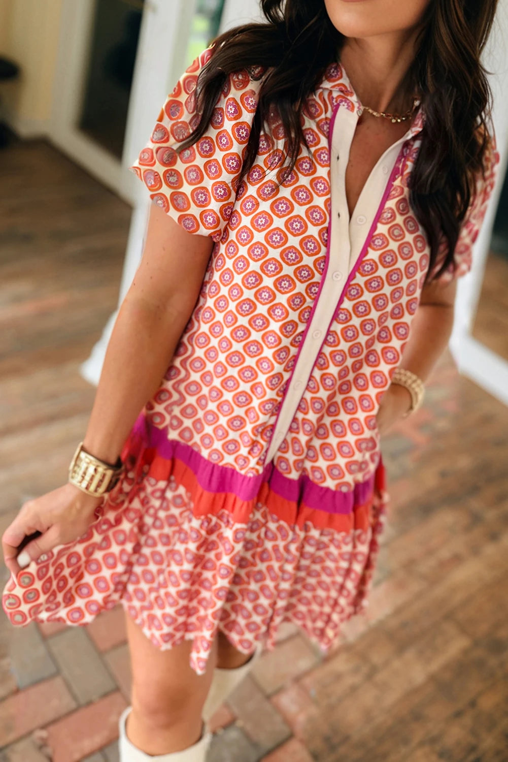 Tatum Geometric Ruffle Dress