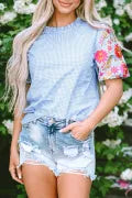 Meri Gingham Embroidered Top