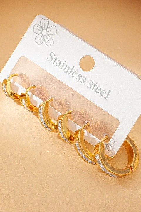 18k Stainless Steel Waterproof Earring Stack