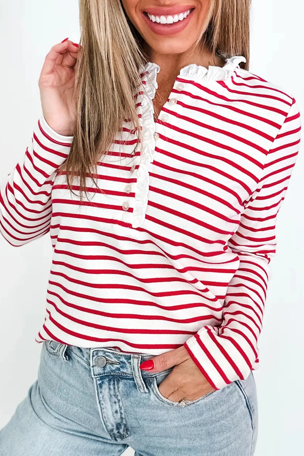 Gretchen Striped Button Long Sleeve